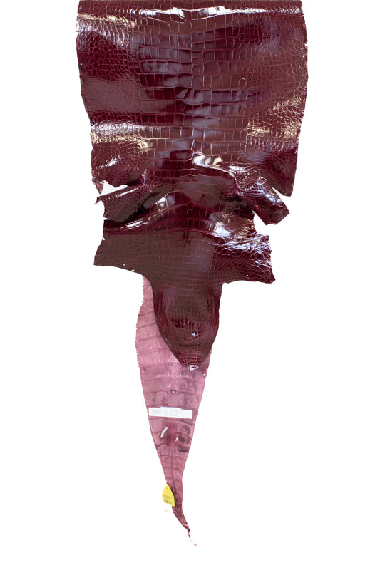 48 cm Grade 1/2 Rubino Glazed Wild American Alligator Leather - Tag: LA16-0040076