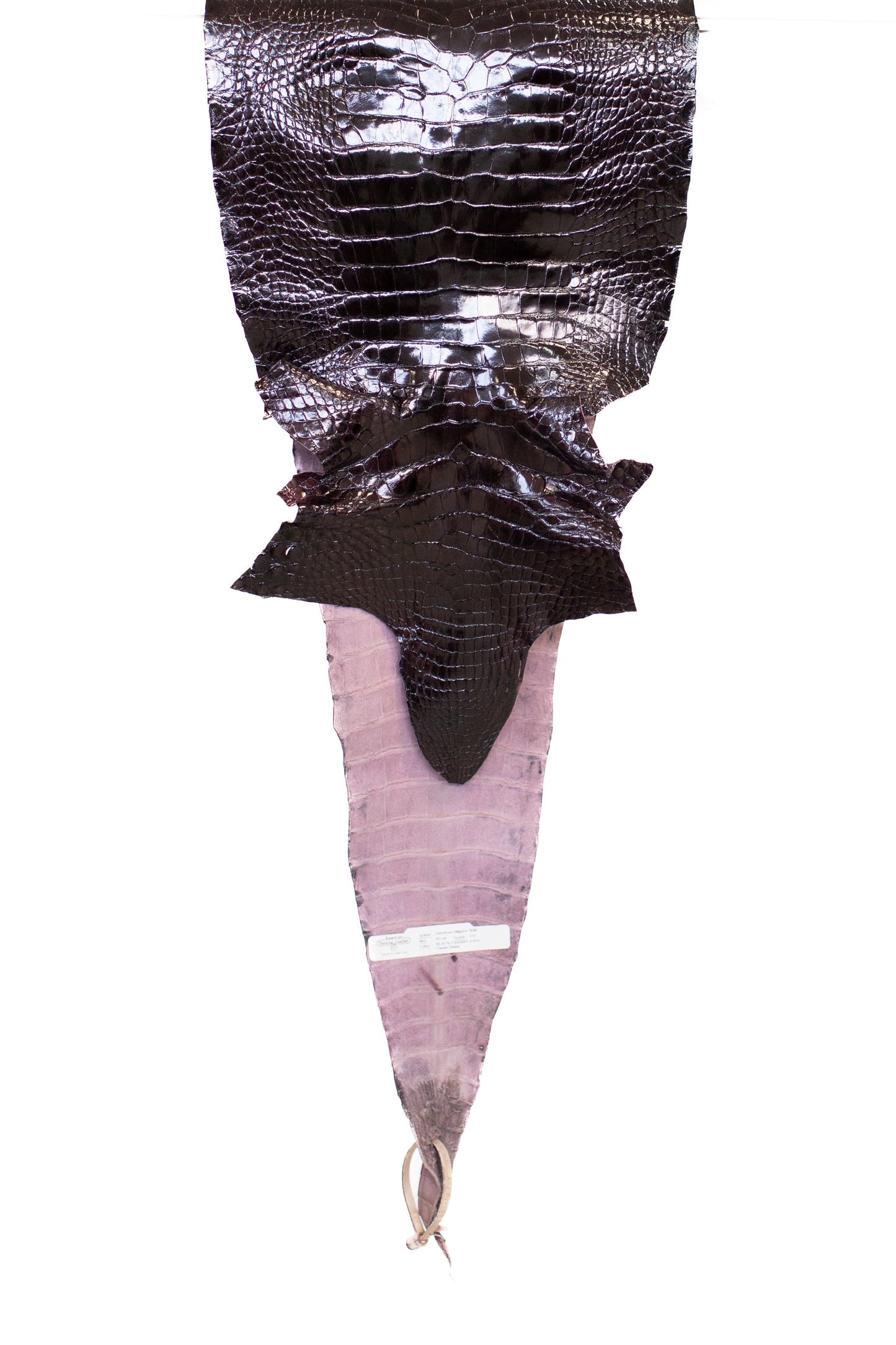 32 cm Grade 1/2 Black Cherry Glazed Farm American Alligator Leather - Tag: LA17-0274229