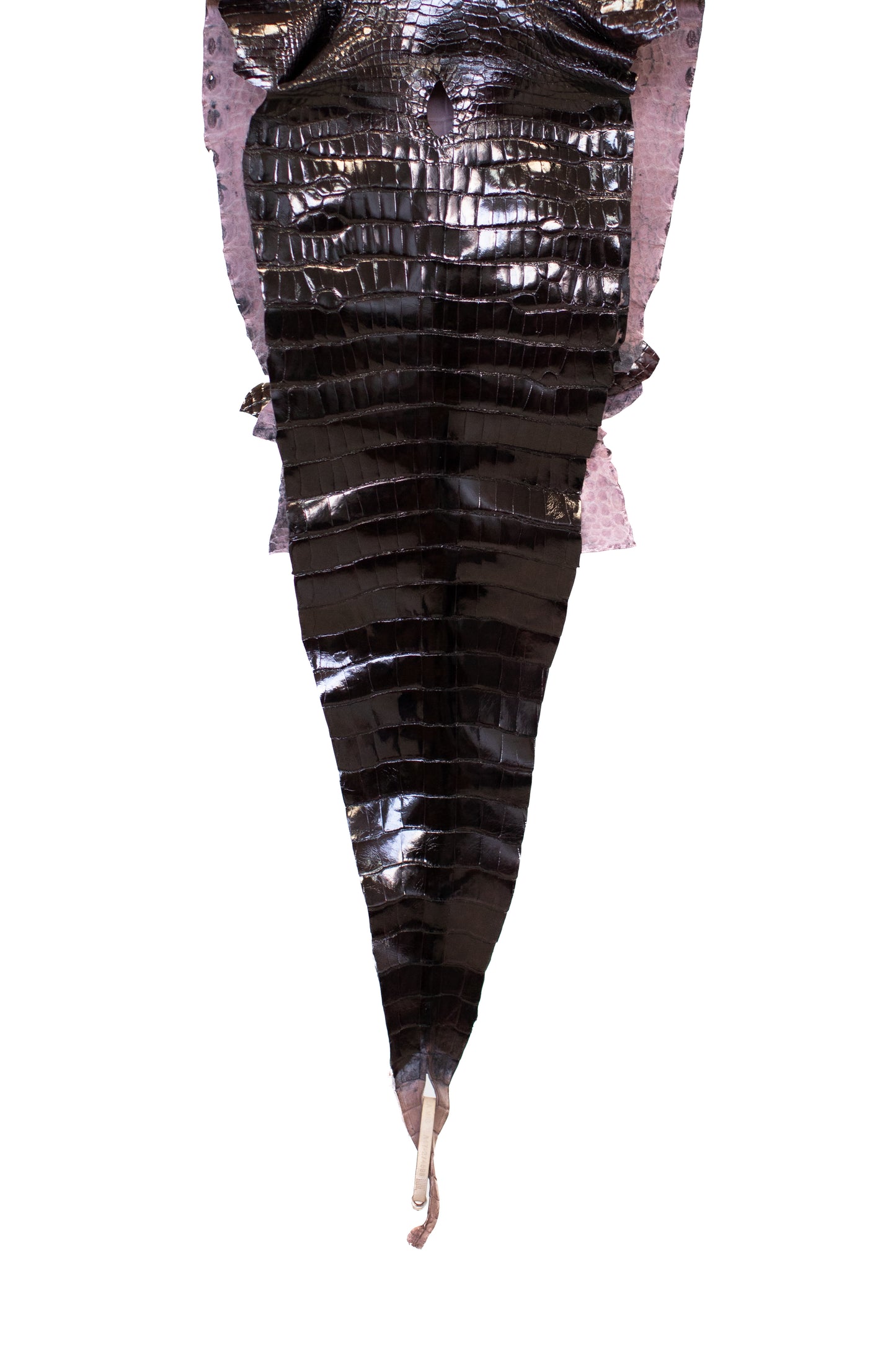 33 cm Grade 1 Black Cherry Glazed Farm American Alligator Leather - Tag: LA17-0274598