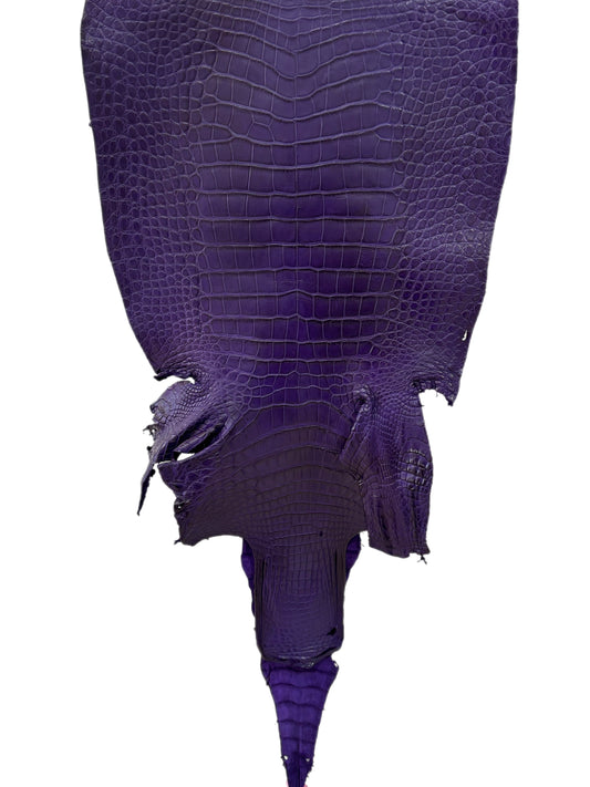 40 cm Grade 2/3 Violet Primavera Matte Wild American Alligator Leather - Tag: LA23-0024225
