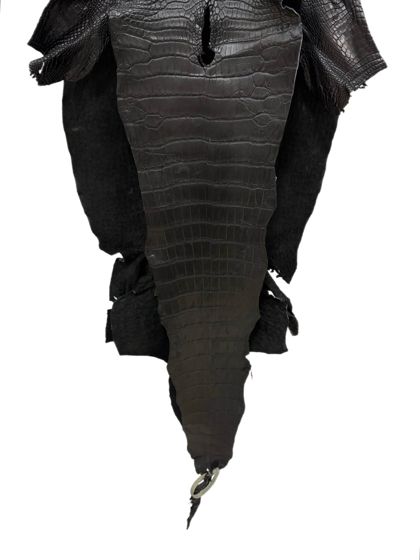 44 cm Grade 3/4 Black Matte Wild American Alligator Leather - Tag: LA23-0014445