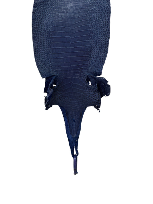22 cm Grade 1/2 Admiral Blue Matte Farm-Raised American Alligator Leather - Tag: LA24-0228892