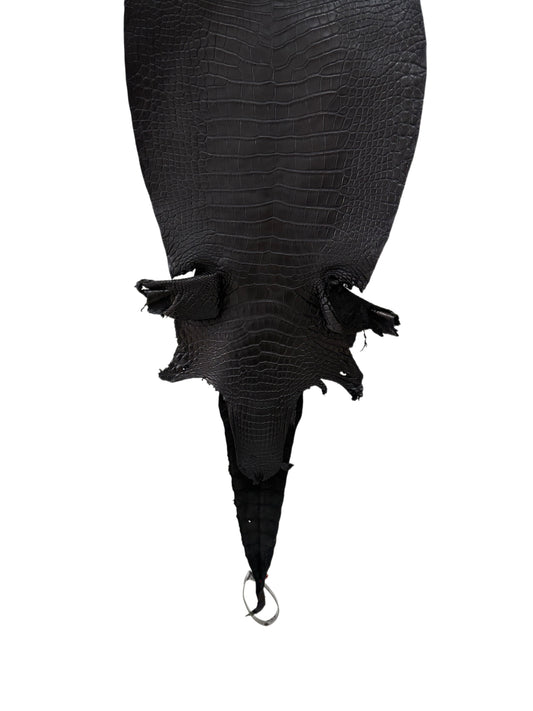 29 cm Grade 1/2 Black Matte Farm-Raised American Alligator Leather - Tag: LA23-0326638