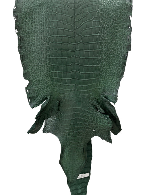35 cm Grade 2/3 Forest Green Matte Wild American Alligator Leather - Tag: LA23-0034168
