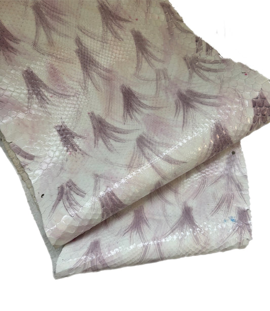 1.35 M Front Cut White and Lavender Glazed Python Leather