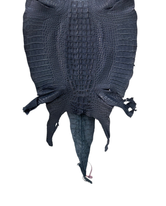 32 cm Grade 1 Navy Blue Matte Farm Raised American Alligator Hornback Leather - Tag: LA18-0156085