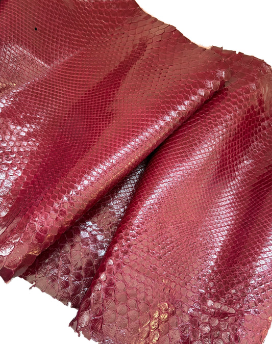 2.6 M Burgundy Glazed Front Cut Python Leather