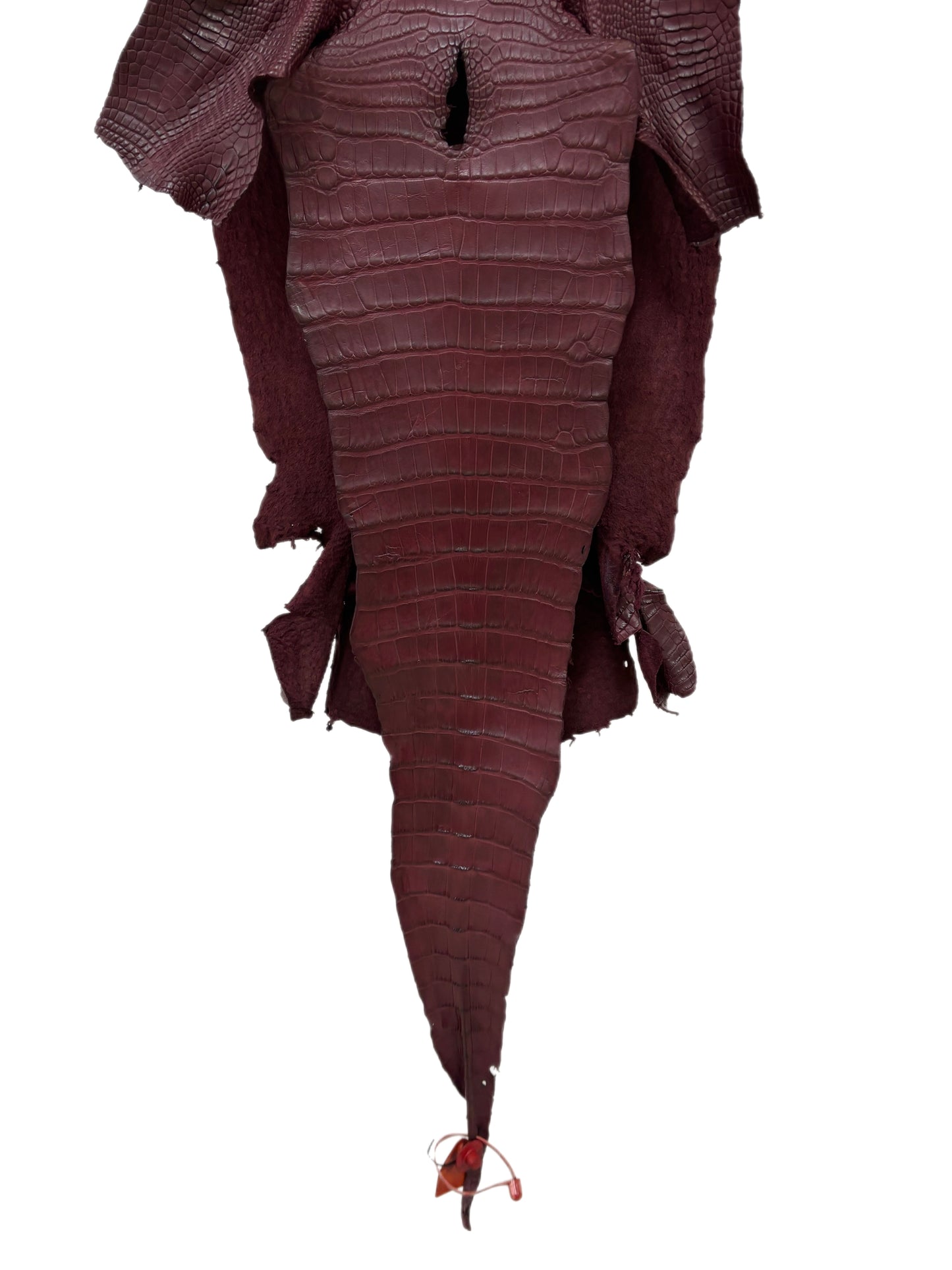 34 cm Grade 1/2 Bordeaux Matte Wild American Alligator Leather - Tag: LA17-0034434