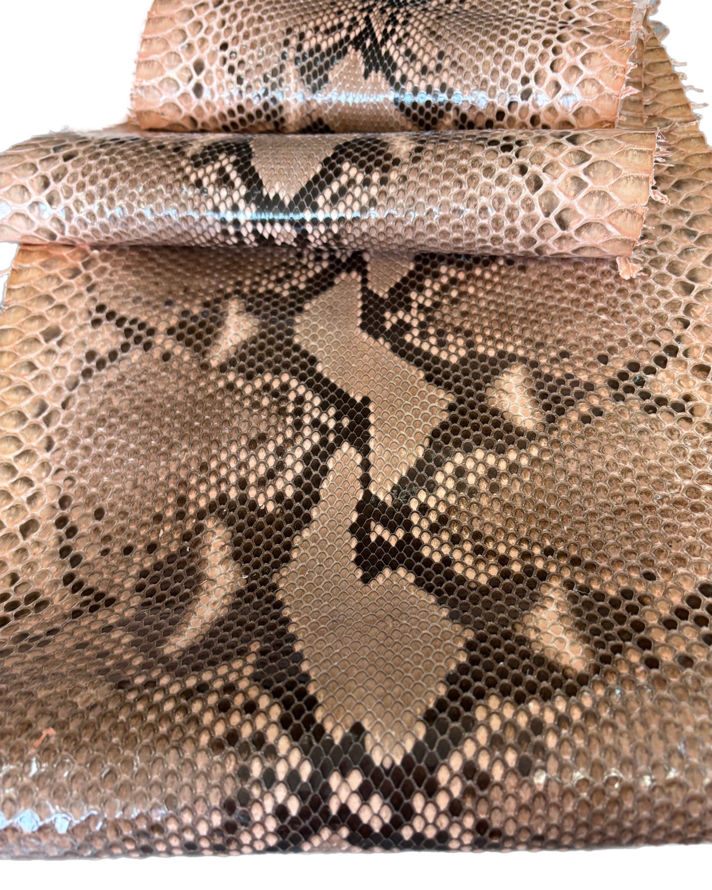 2.6 M Front Cut Peach Glazed Python Leather with Markings