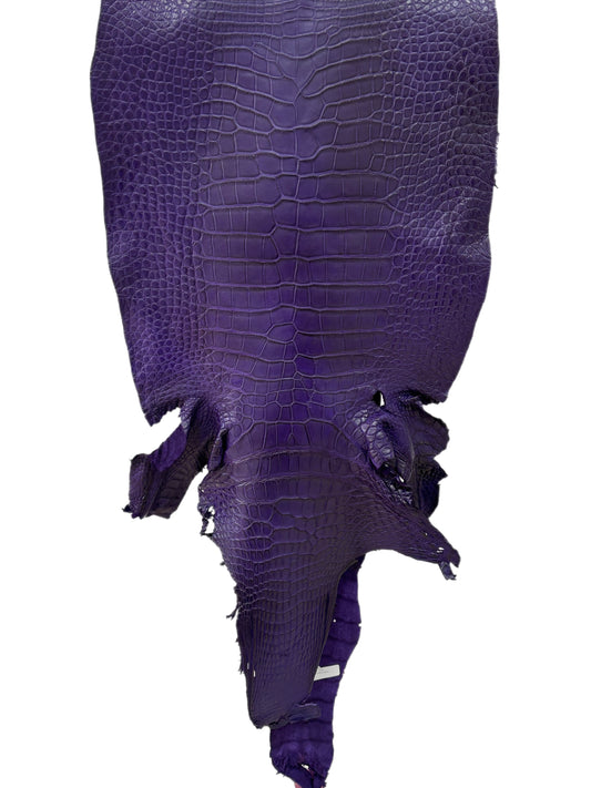 42 cm Grade 2/3 Violet Primavera Matte Wild American Alligator Leather - Tag: LA23-0005252