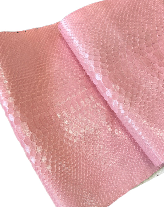 2.55 M Bubble Gum Pink Glazed Back Cut Python Leather