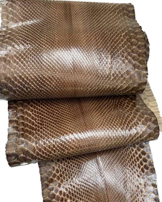 3.4 M Front Cut Light Brown Glazed Python Leather