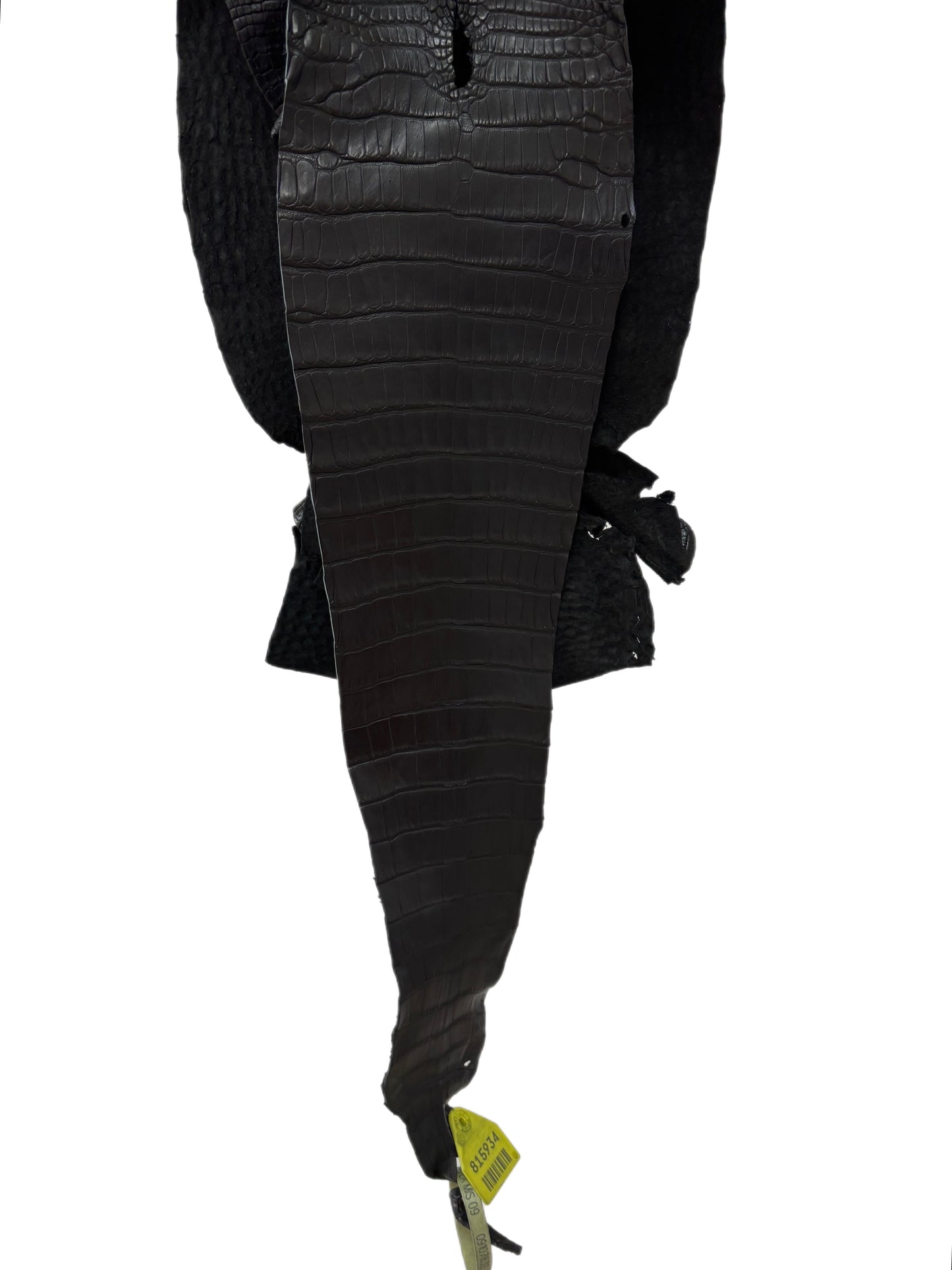 25 cm Grade 1 Black Matte Wild American Alligator Leather - Tag: LA09-0107832