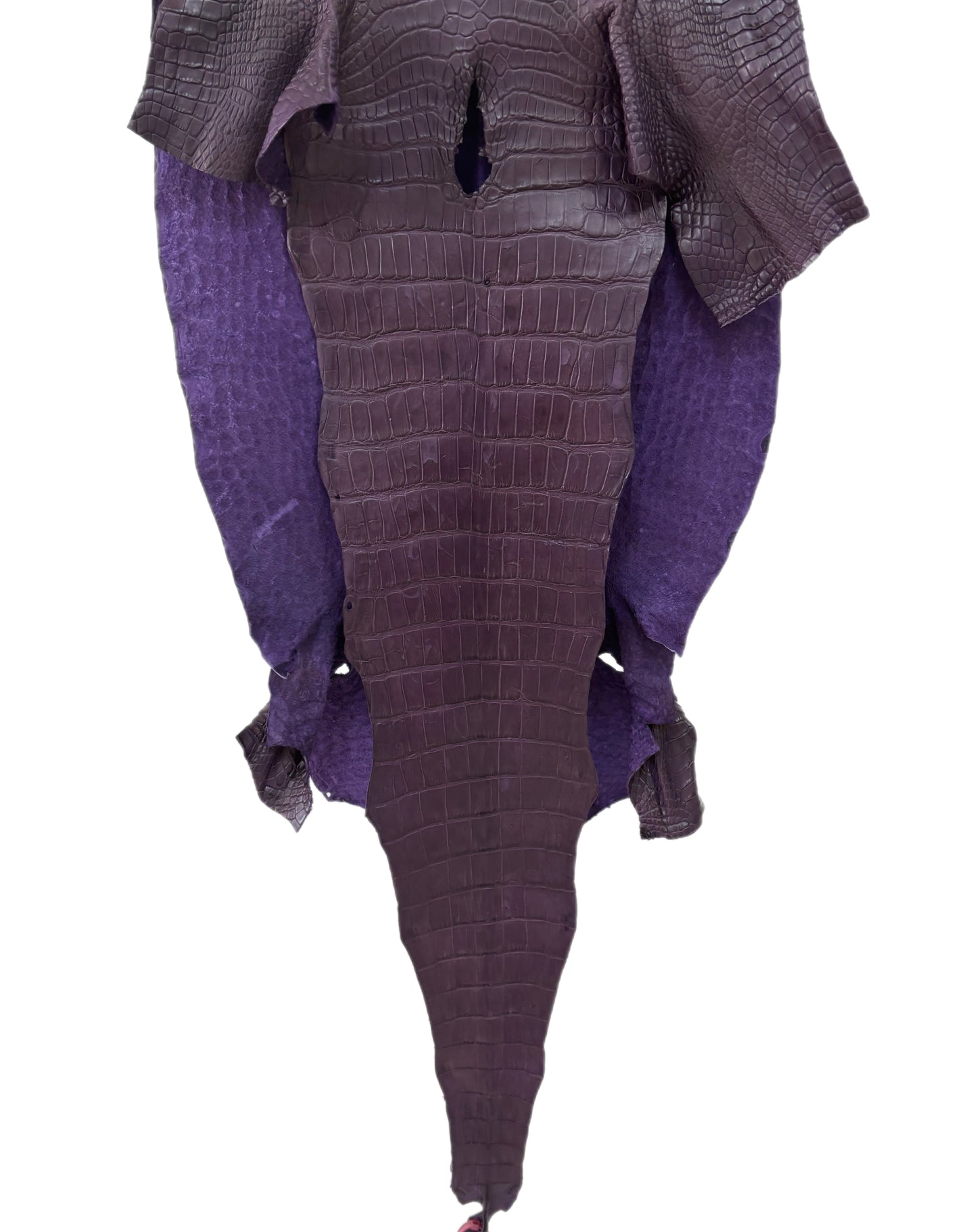 42 cm Grade 4/5 Aubergine Matte Wild American Alligator Leather - Tag: LA23-0016658