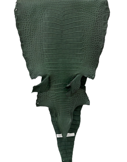 35 cm Grade 1/2 Forest Green Matte Farm-Raised American Alligator Leather - Tag: LA17-0274519