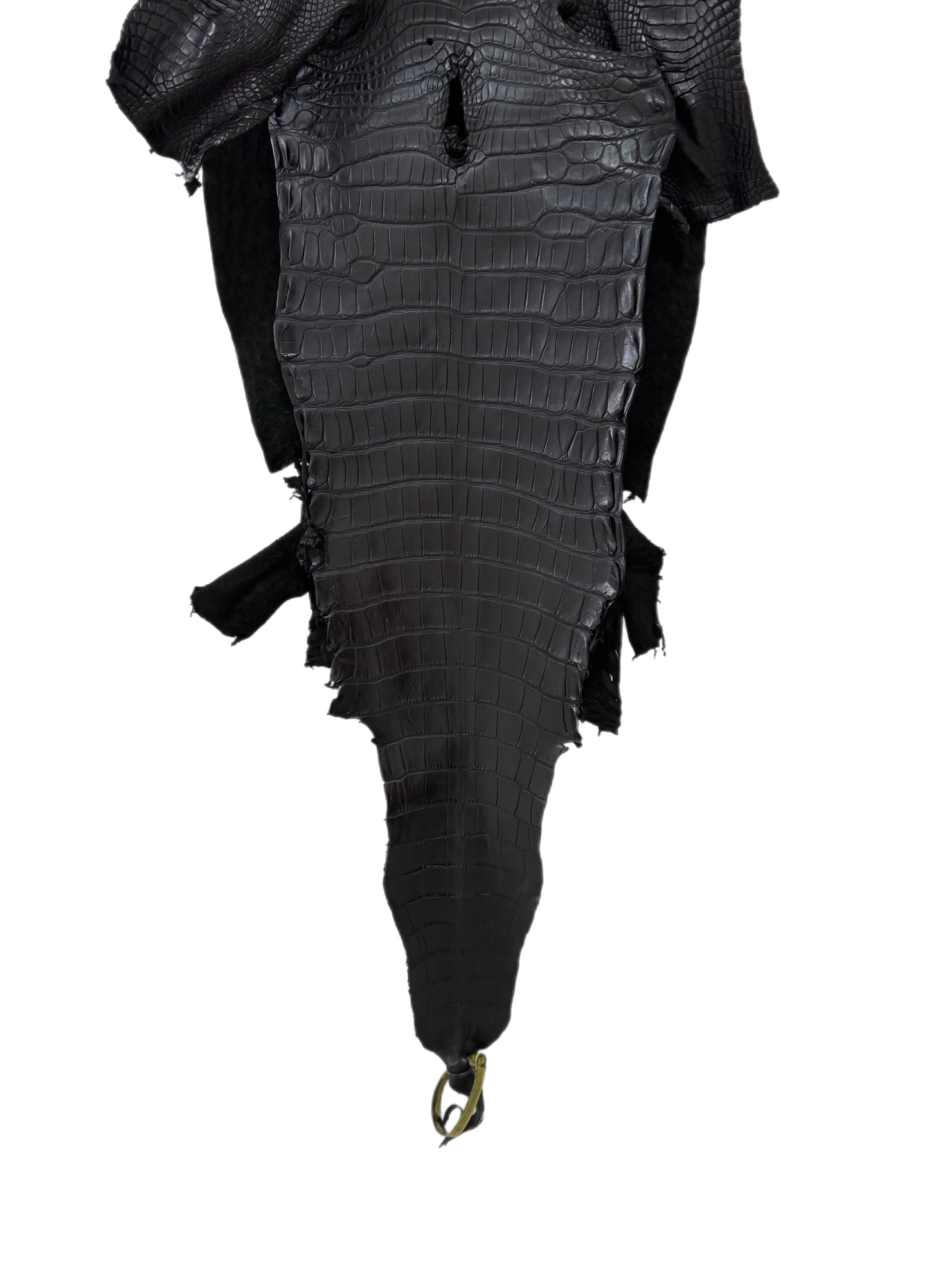 34 cm Grade 1/2 Black Matte Farm-Raised American Alligator Leather - Tag: LA25-0311248