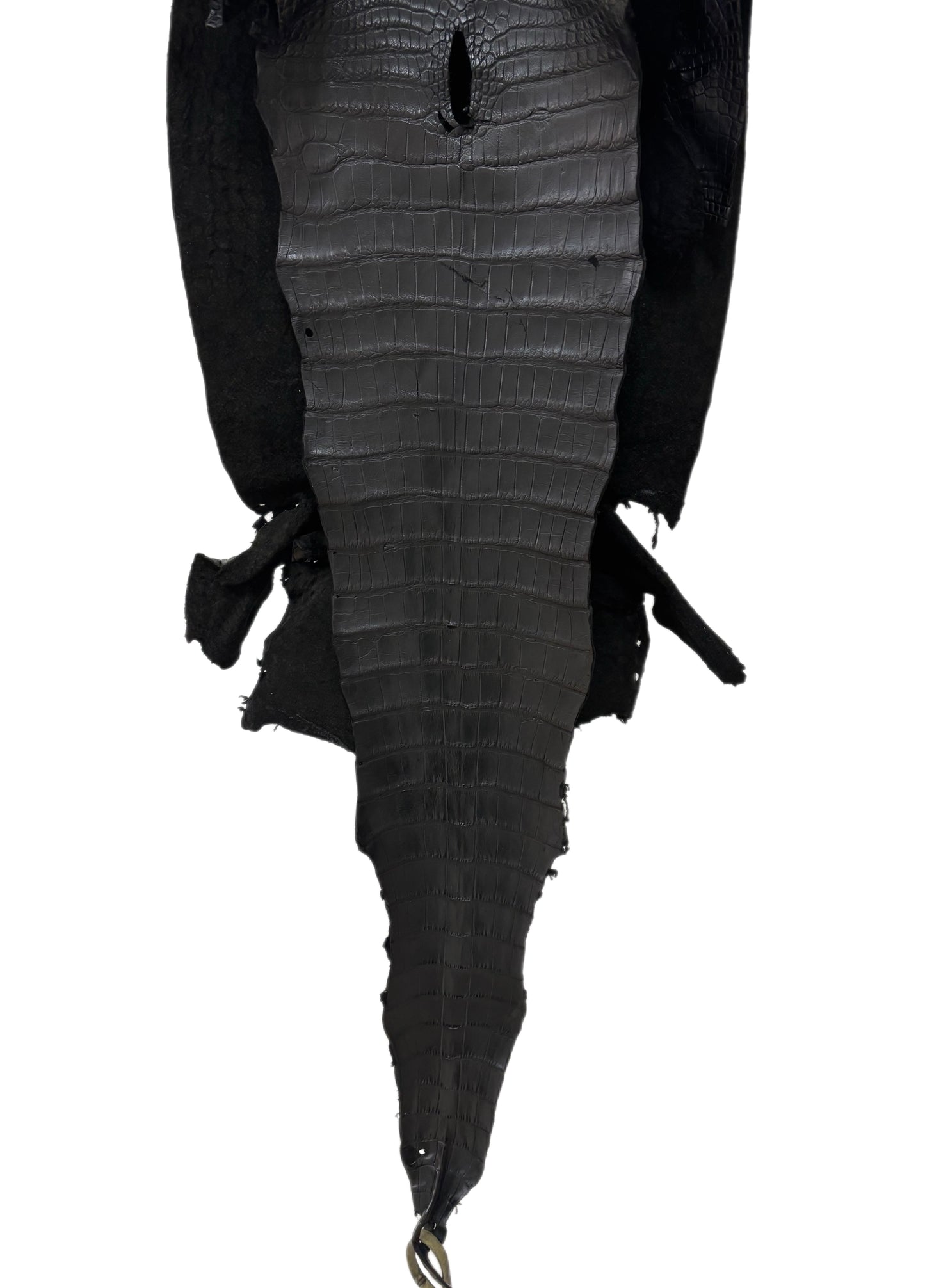 36 cm Grade 4/5 Black Matte Wild American Alligator Leather - Tag: LA16-0042741