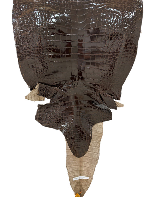 55 cm Grade 2/3 Sport Rust Brown Glazed Farm-Raised American Alligator Leather - Tag: FL14-0004028