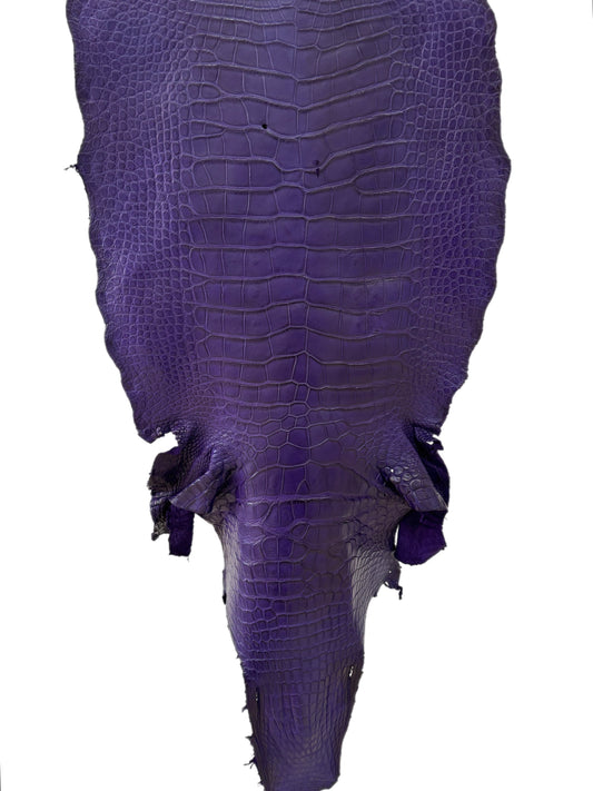 48 cm Grade 3/4 Violet Primavera Matte Wild American Alligator Leather - Tag: MS24-0000666