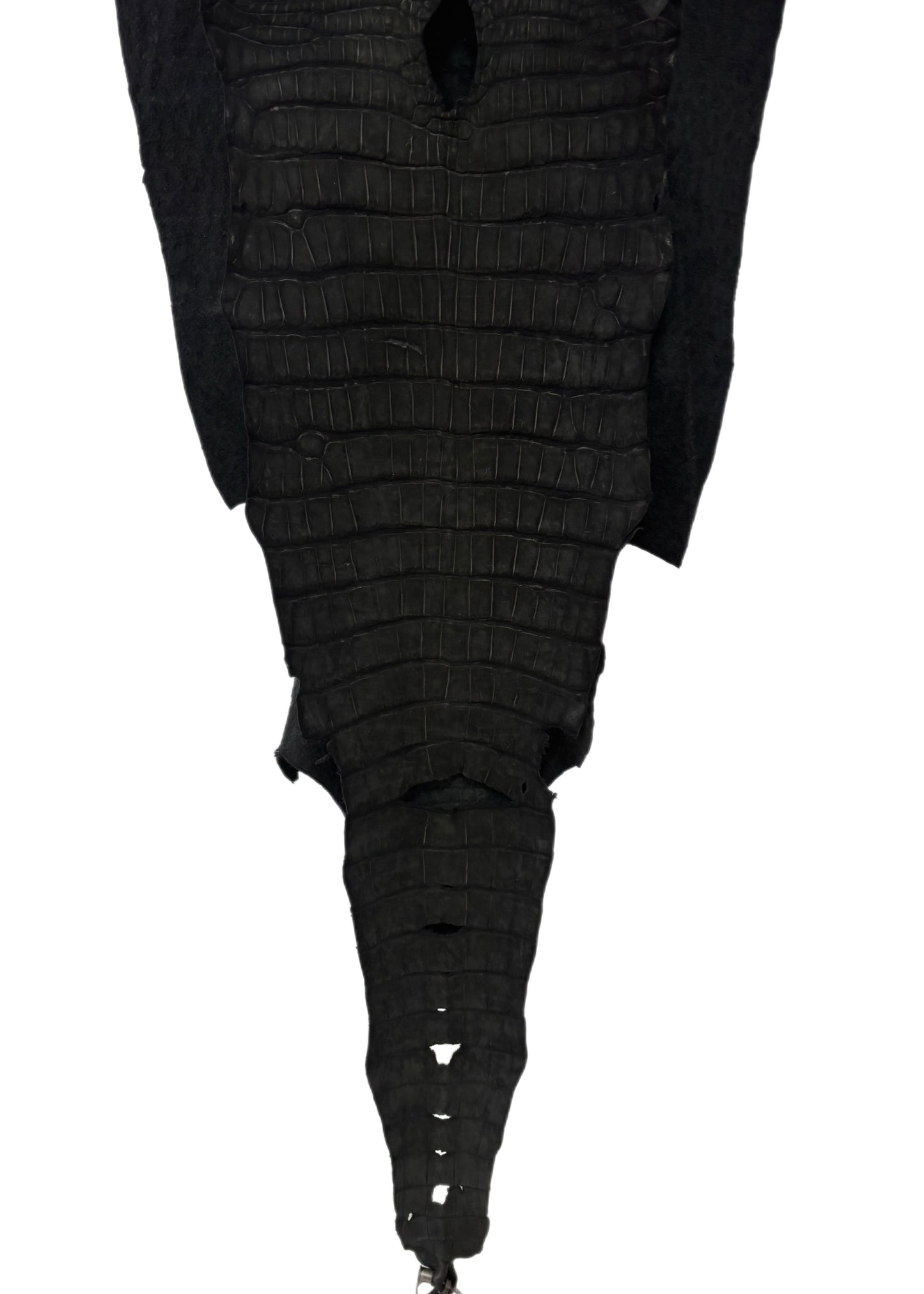 38 cm Grade 3/4 Black Nubuck Wild American Alligator Leather - Tag: LA23-0003277