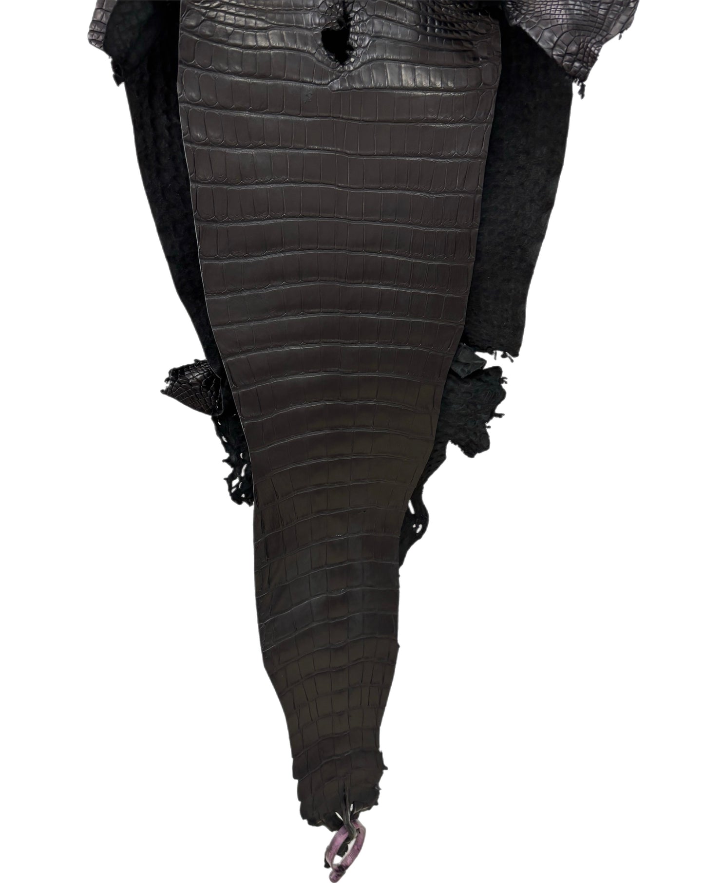 31 cm Grade 3/4 Black Matte Farm Raised American Alligator Leather - Tag: FL21-0024033