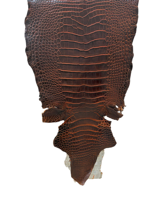 34 cm Grade 1/2 Sienna Matte Wild American Alligator Leather - Tag: ESRE-0033696