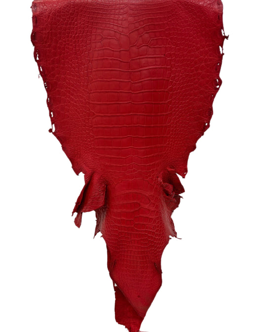 43 cm Grade 3/4 Candy Apple Red Matte Wild American Alligator Leather - Tag: LA23-0006296