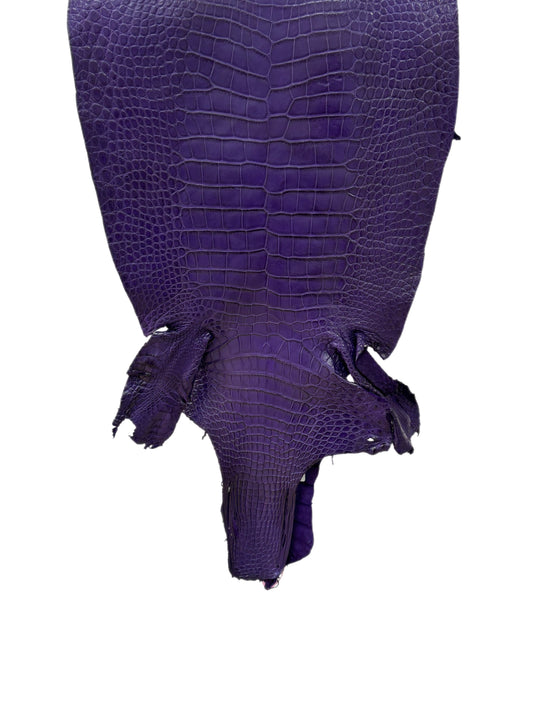 40 cm Grade 2/3 Violet Primavera Matte Wild American Alligator Leather - Tag: LA23-0003012