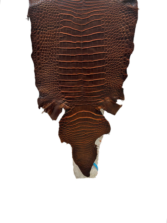 28 cm Grade 1/2 Sienna Matte Wild American Alligator Leather - Tag: ESRE-0050707