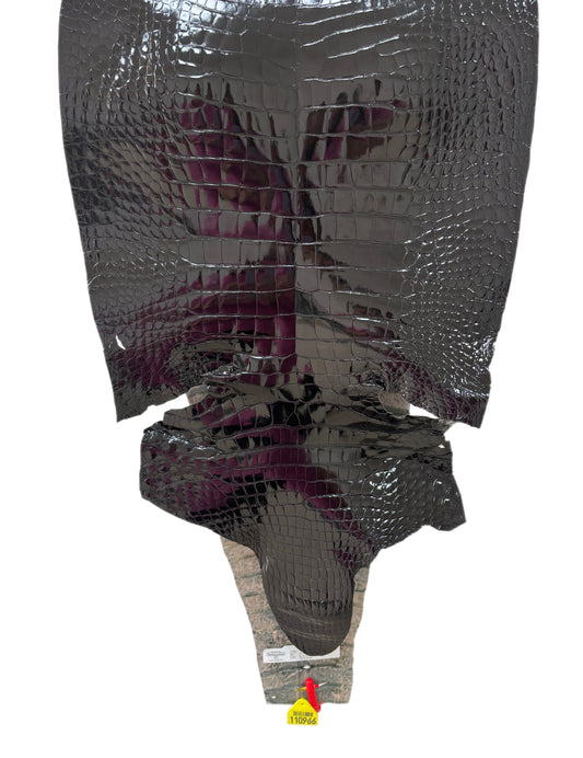 46 cm Grade 4/5 Black Glazed Wild American Alligator Leather - Tag: ITCC-0539895