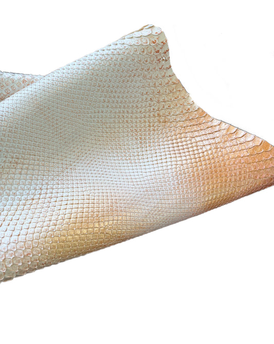 1.55 M Front Cut Two Toned Gold/White Matte Python Leather