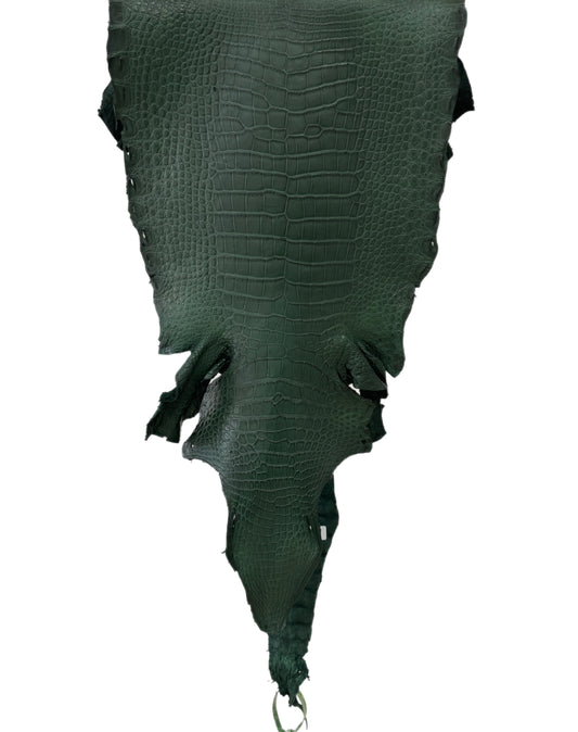 33 cm Grade 2/3 Forest Green Matte Wild American Alligator Leather - Tag: LA23-0030328