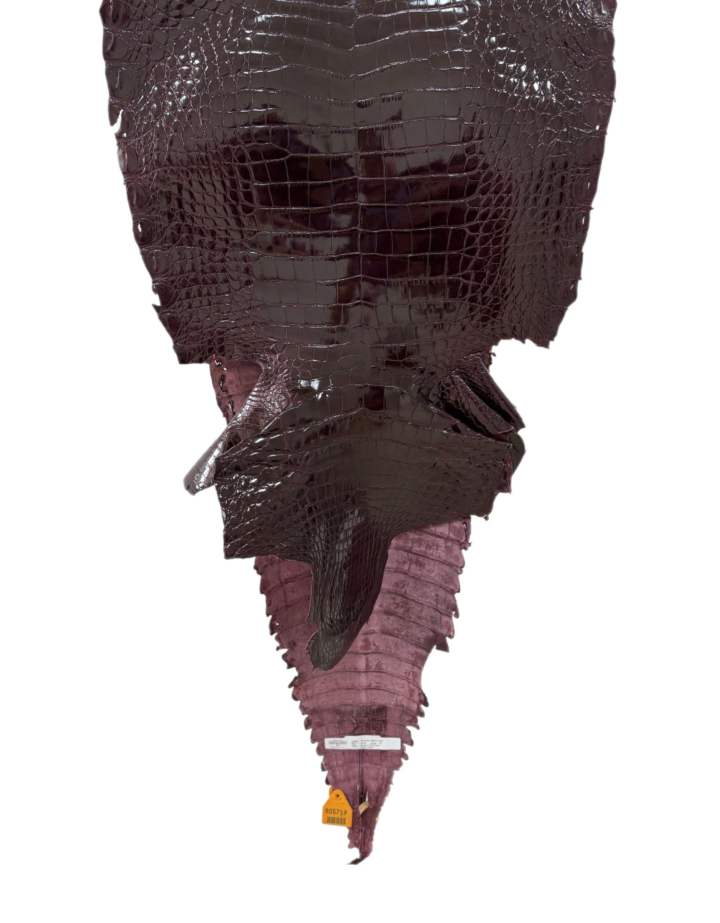 43 cm Grade 1/2 Burgundy Glazed Farm-Raised American Alligator Leather - Tag: GA13-0024552