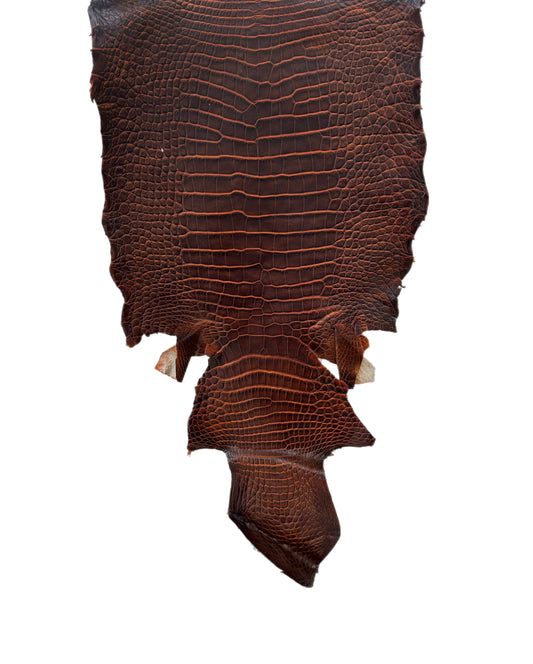 29 cm Grade 1/2 Sienna Matte Wild American Alligator Leather - Tag: ESRE-0050712