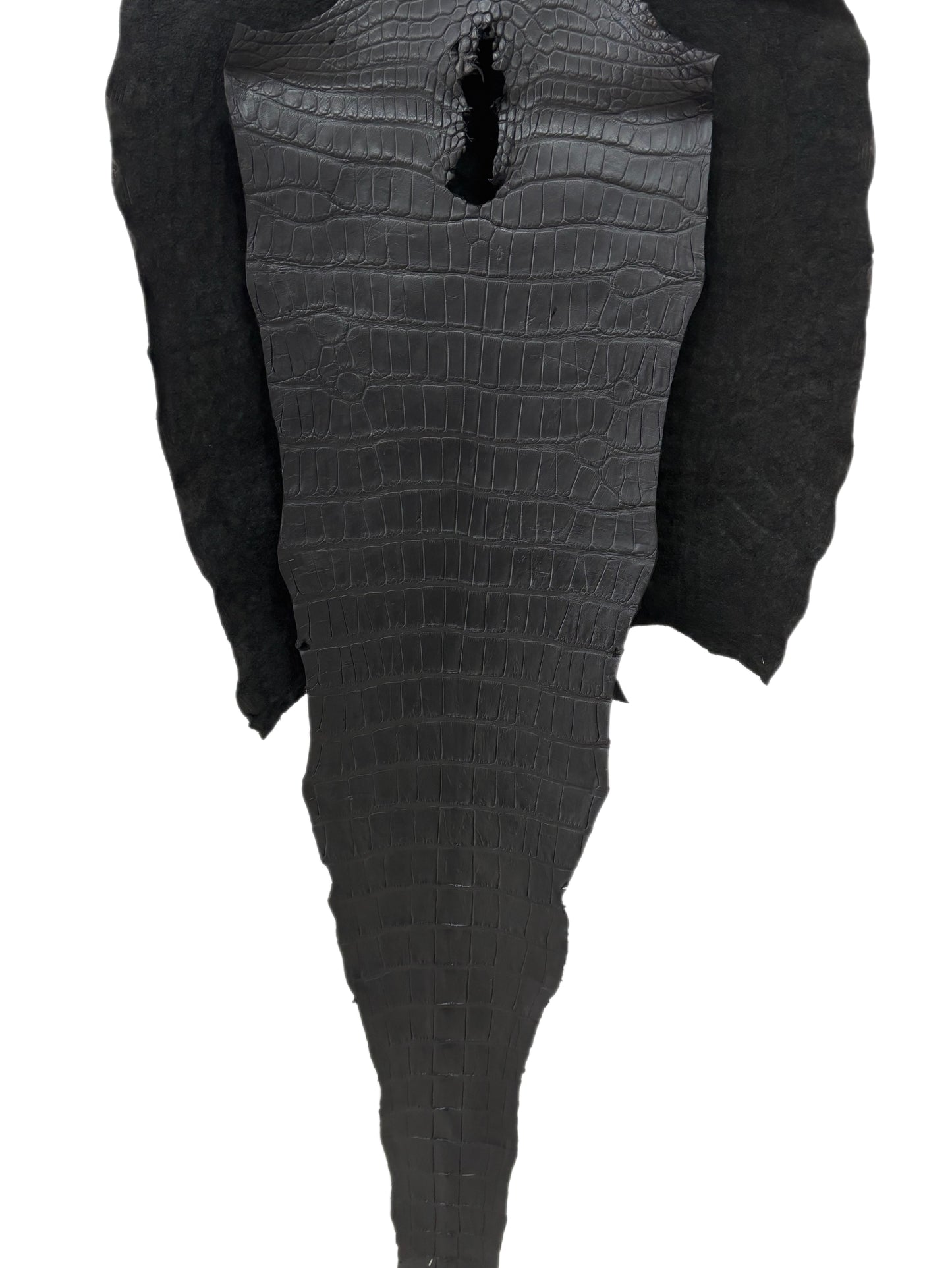 48 cm Grade 3/4 Black Matte Wild American Alligator Leather - Tag: LA22-0003959