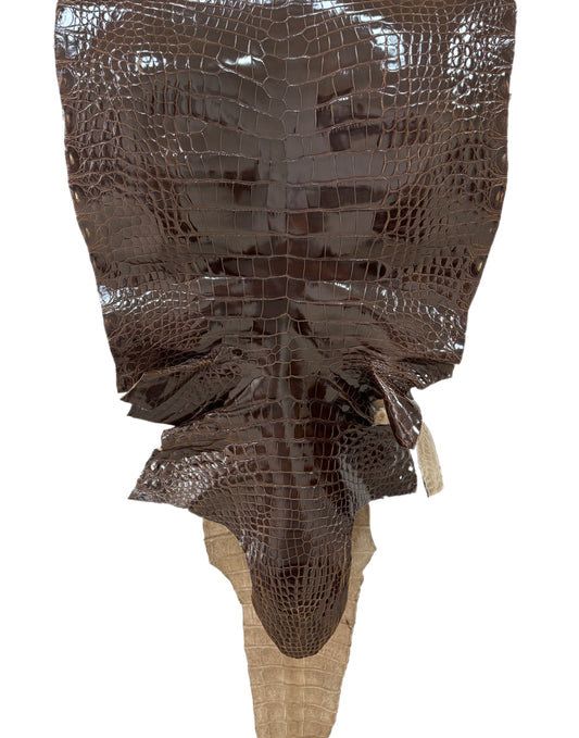 55 cm Grade 2/3 Sport Rust Brown Glazed Farm-Raised American Alligator Leather - Tag: LA14-0074034