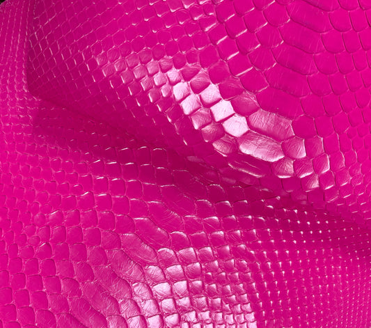 2.8 M Back Cut Bright Pink Glazed Python Leather (Group Listing)