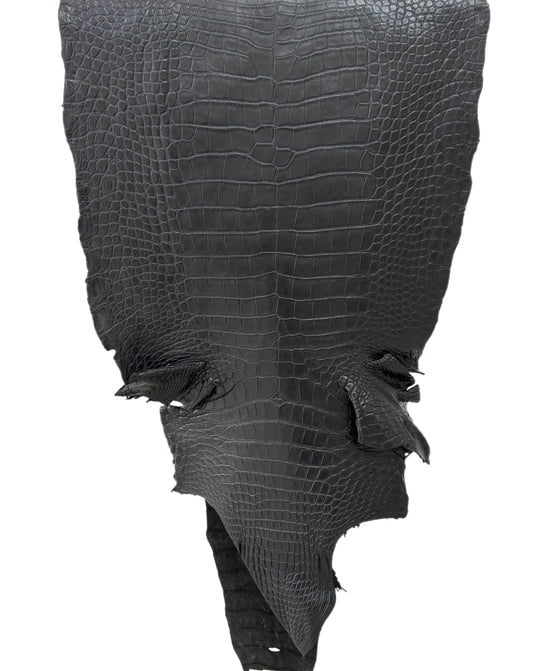 54 cm Grade 3/4 Black Matte Wild American Alligator Leather - Tag: LA19-0010613