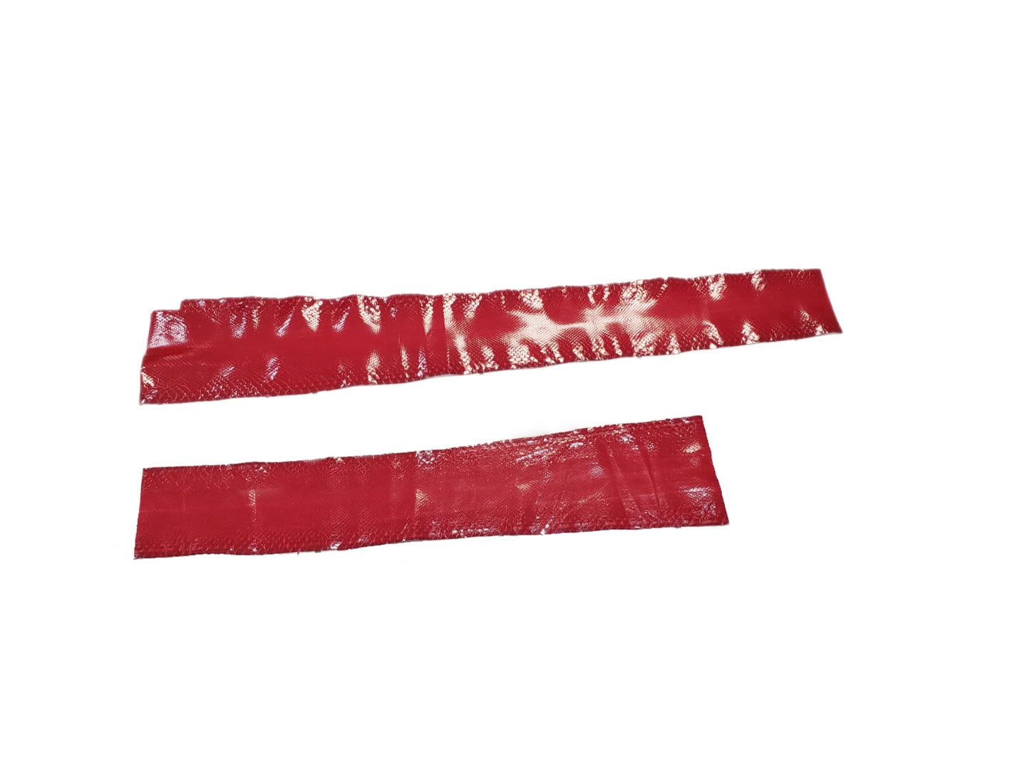 2 Pieces- 1.2 & 0.9 M Front Cut Red Glazed Python Leather