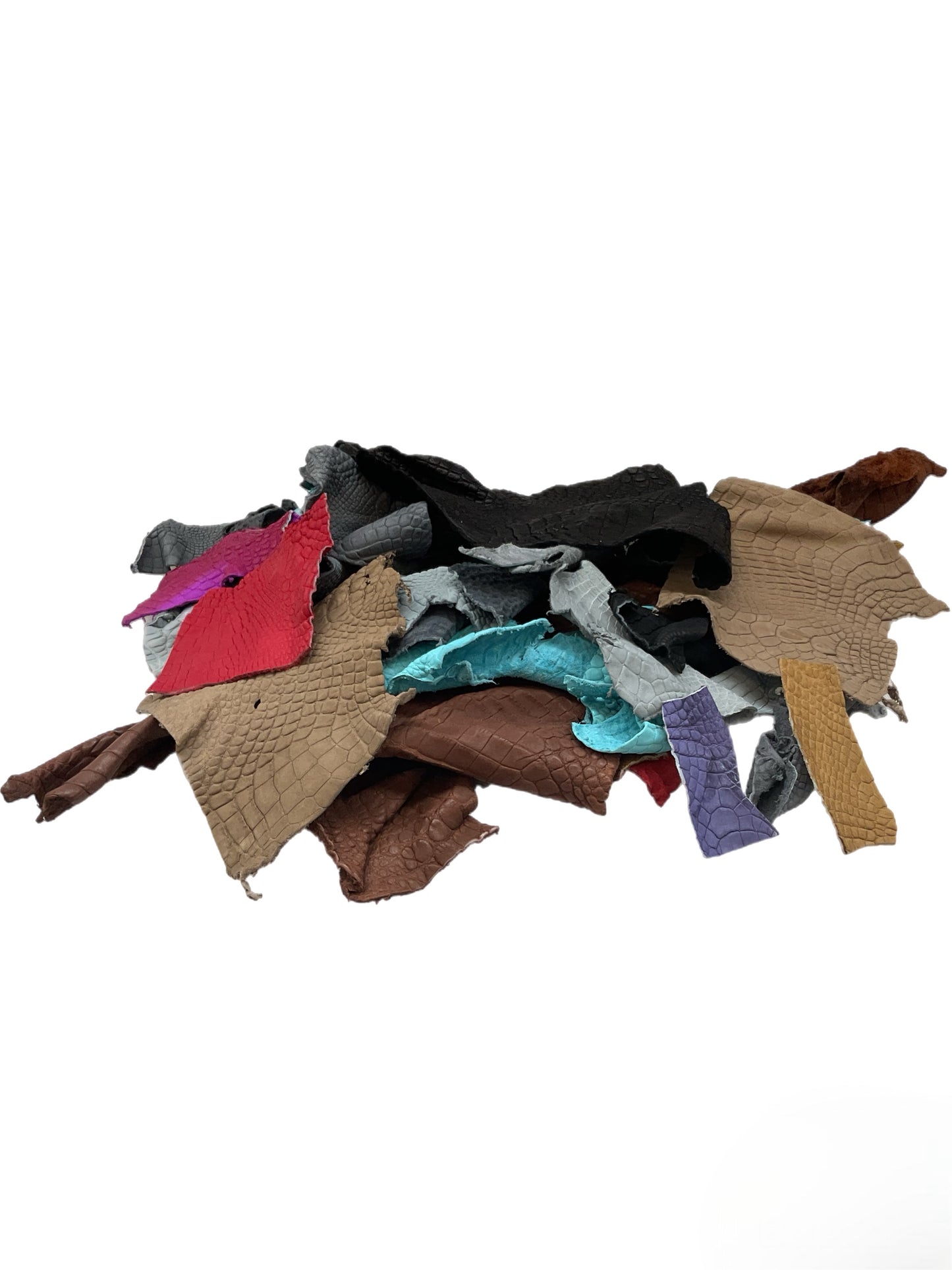 Genuine Alligator Leather Scraps Per Pound - Unfinished Mixed Colors