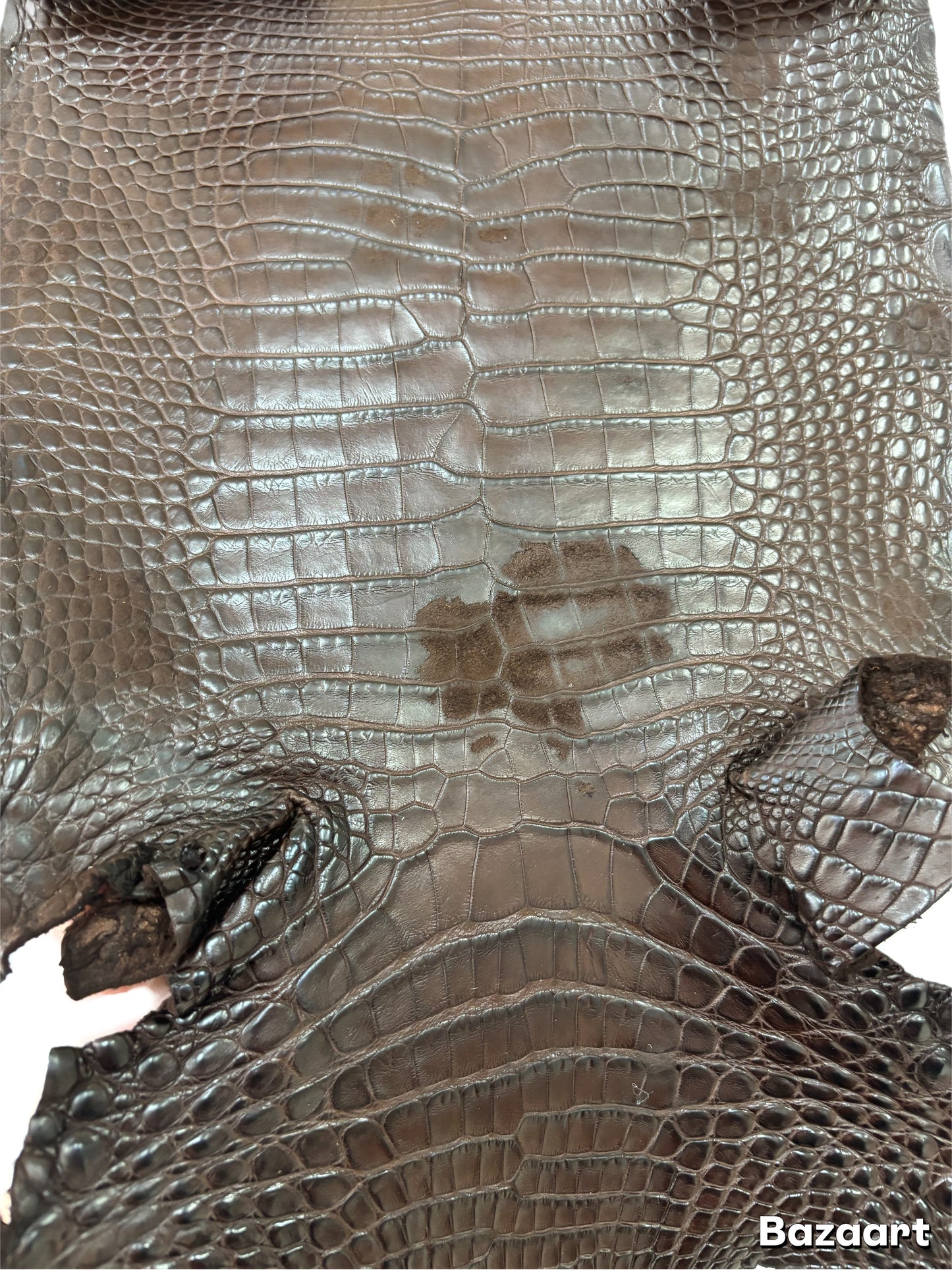 CLOSEOUT | 24 cm Grade 4/5 Chocolate Matte Farm Raised American Alligator Leather - Tag: FL22-0030052