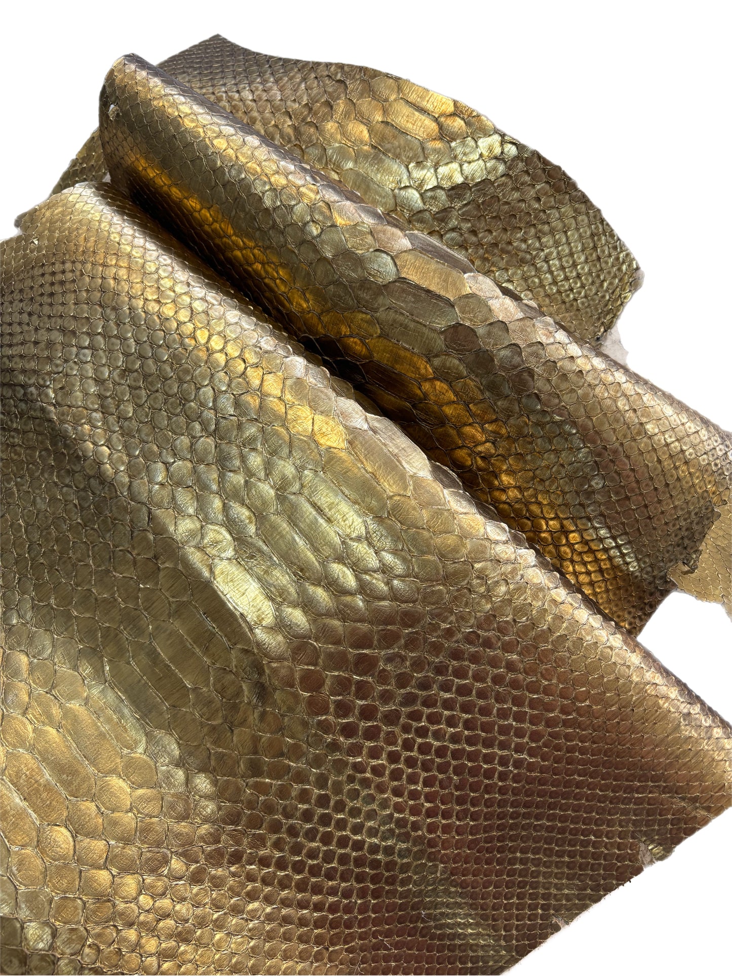 2.4 M Back Cut Vintage Gold Metallic Python Leather