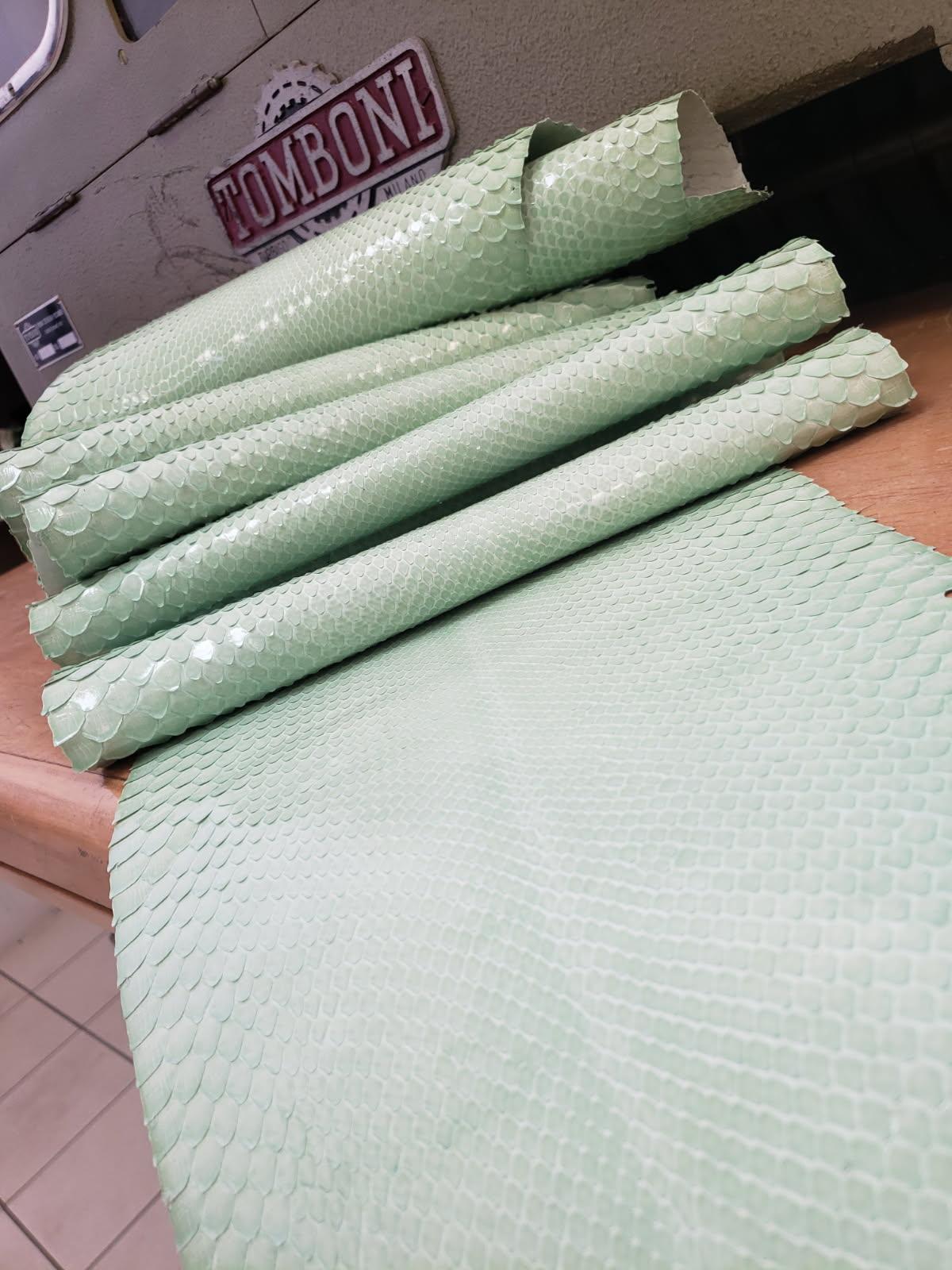 2.1 M Mint Green Glazed Front Cut Python Leather