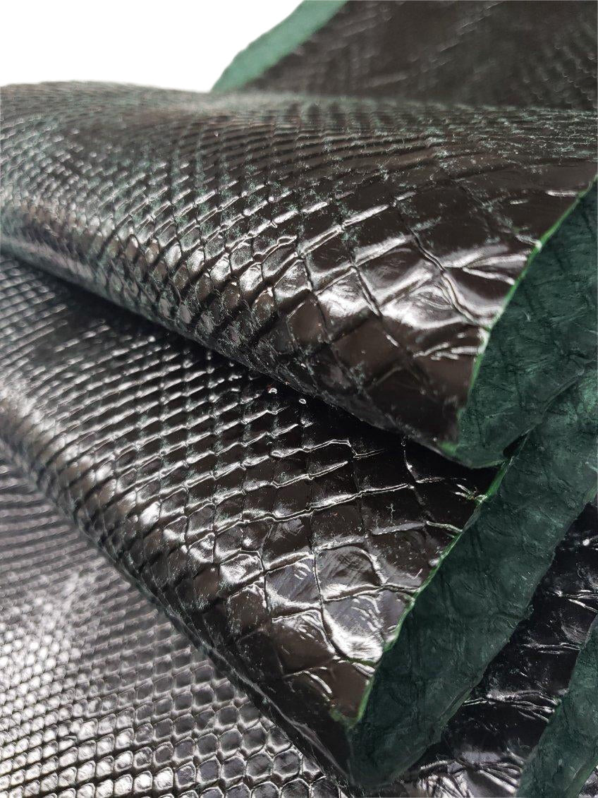 2.3 M Dark Green Glazed Front Cut Python Leather
