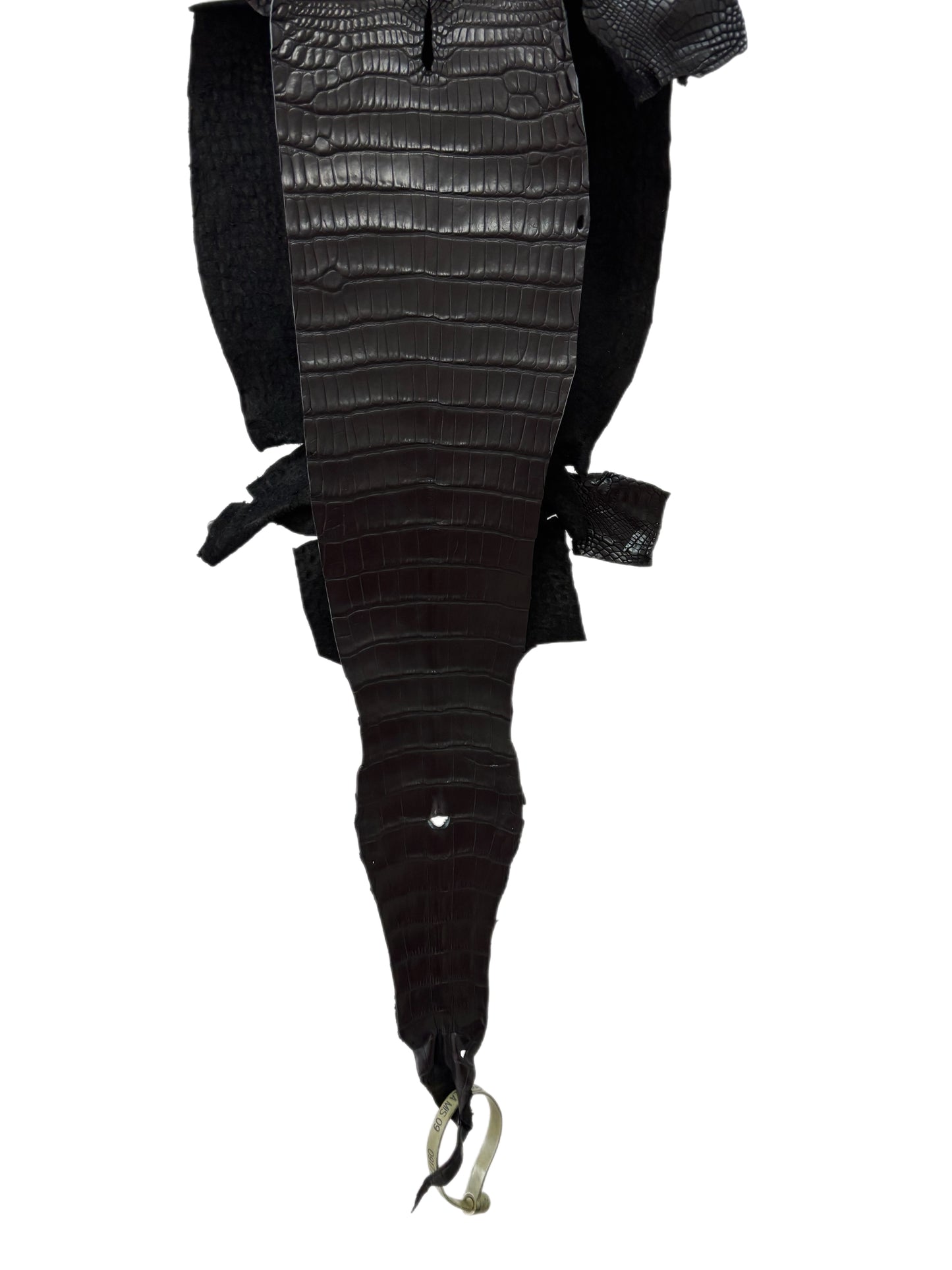 23 cm Grade 1/2 Black Matte Wild American Alligator Leather - Tag: LA09-0177165