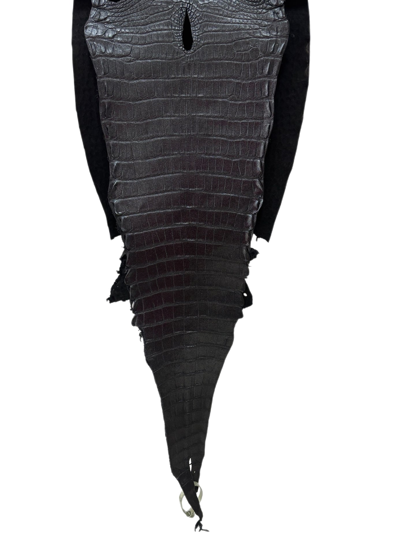 32 cm Grade 1 Metallic Black Shimmer Matte Farm-Raised American Alligator Leather - Tag: LA17-0274245