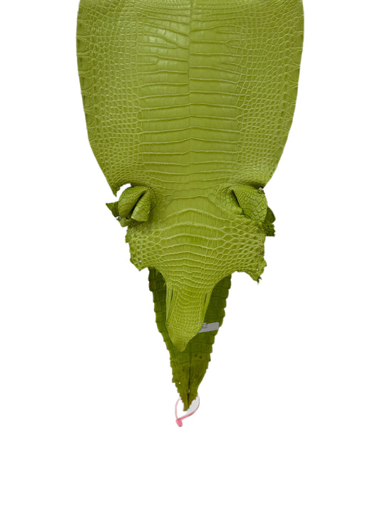 29 cm Grade 1/2 Chartreuse Matte Farm-Raised American Alligator Leather - Tag: FL21-0024002