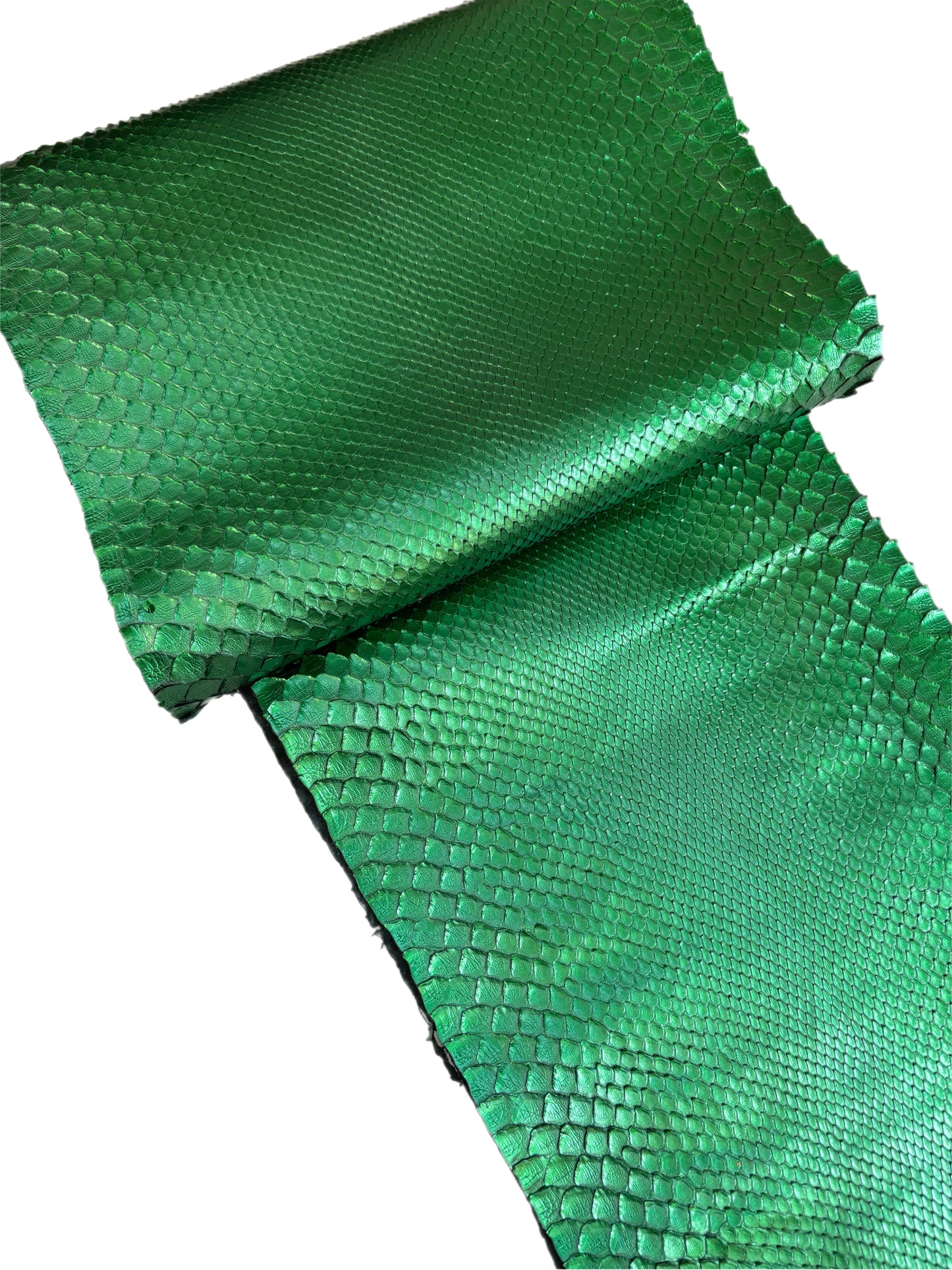 1 M Metallic Green Front Cut Python Leather