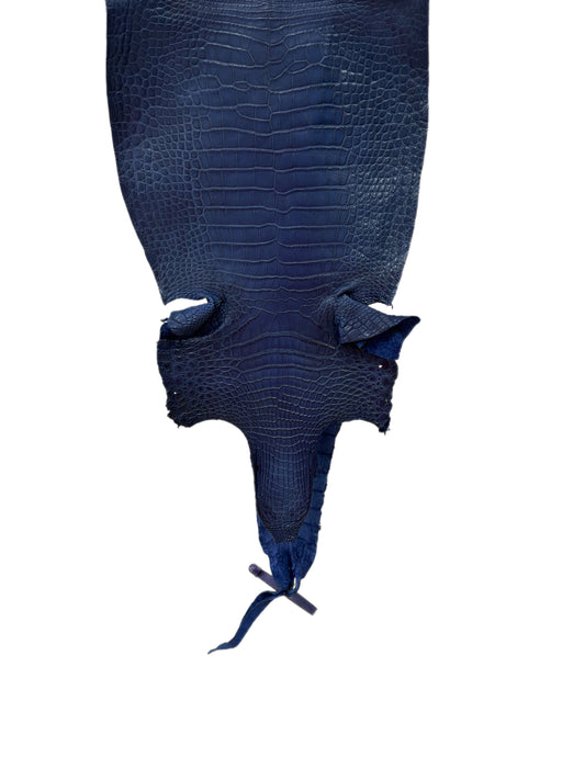 26 cm Grade 1/2 Admiral Blue Matte Farm-Raised American Alligator Leather - Tag: LA21-0328783
