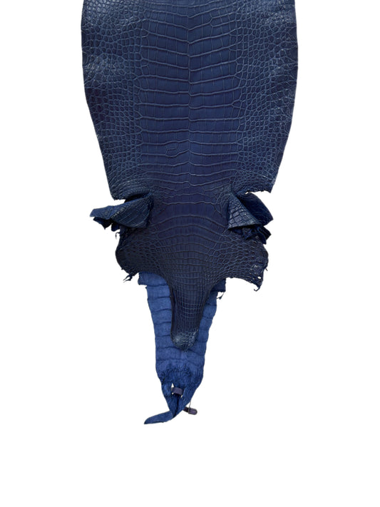 26 cm Grade 1/2 Admiral Blue Matte Farm-Raised American Alligator Leather - Tag: LA21-0308144